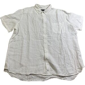 Vince Mens White Linen Short Sleeve Classic Fit Button Down Shirt XXL